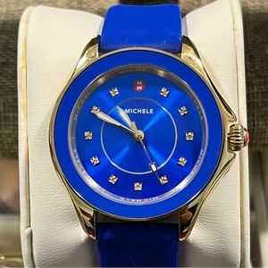 MICHELE CAPE LOVED AUTHENTIC COBALT BLUE DIAL GOLD-TONE PLATED WATCH